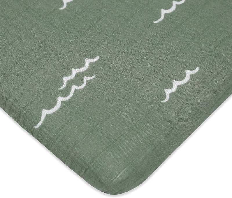 babyletto 100% Organic Cotton All-Stages Bassinet Sheet, GOTS-Certified, Fitted 360°, Ultra-Soft and Breathable Muslin - Ocean Waves - Image 1